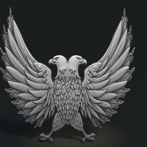Two Headed Eagle 3D STL Model for CNC Router and 3D Printer Digital File