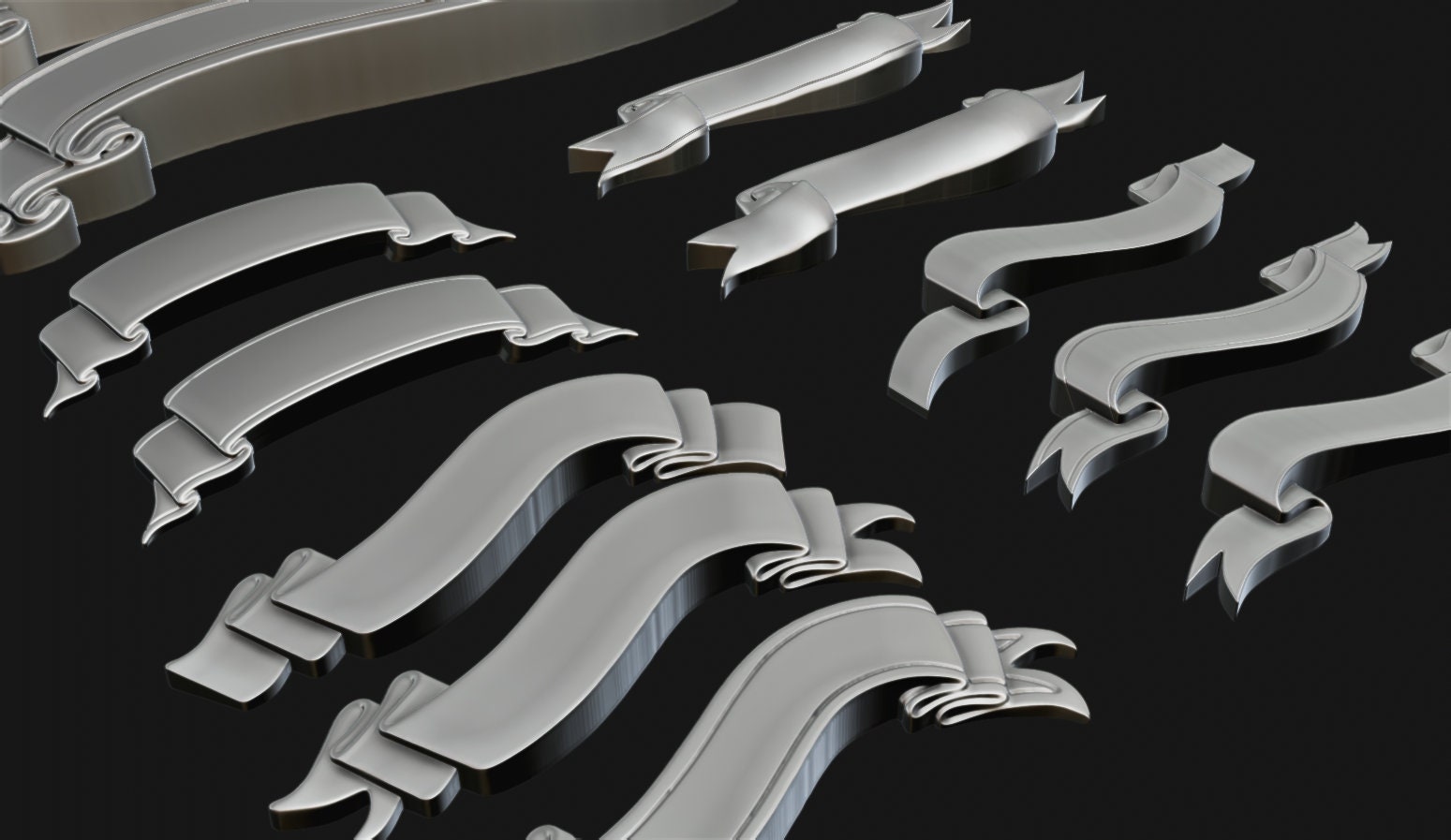 Ribbon Set 3D STL for CNC Router & 3D Printing | Wall Decor | Digital ...