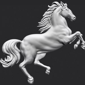 Reliëf 3D STL-model met steigerend paard voor CNC