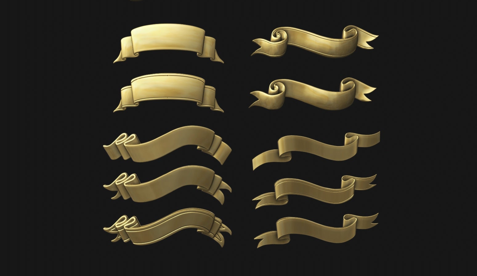 Ribbon Set 3D STL for CNC Router & 3D Printing | Wall Decor | Digital ...
