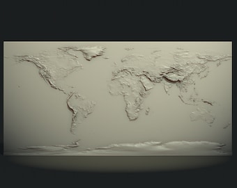 3D World Map STL Model: CNC Router Carving Files
