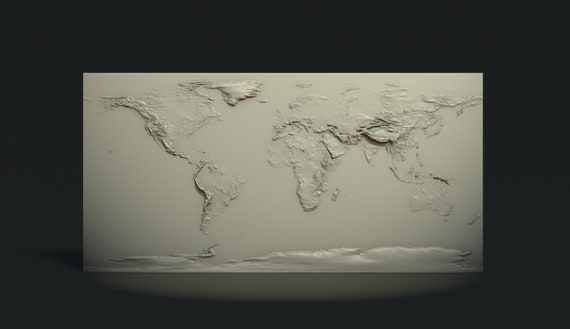3D World Map STL Model: CNC Router Carving Files