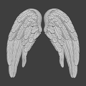 Angel Wings 3D STL Model for CNC Router 3D Printer Engraver Carving Machine Artcam Aspire CNC Files