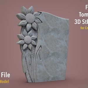 Lápide de flores 3D Stl modelo cnc gravura arquivo digital