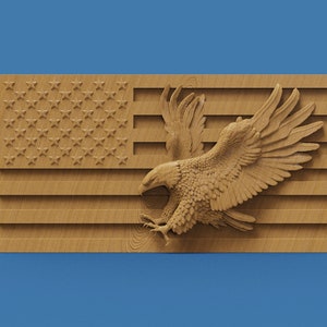 American Flag Eagle 3D STL-model: CNC-freesbestanden