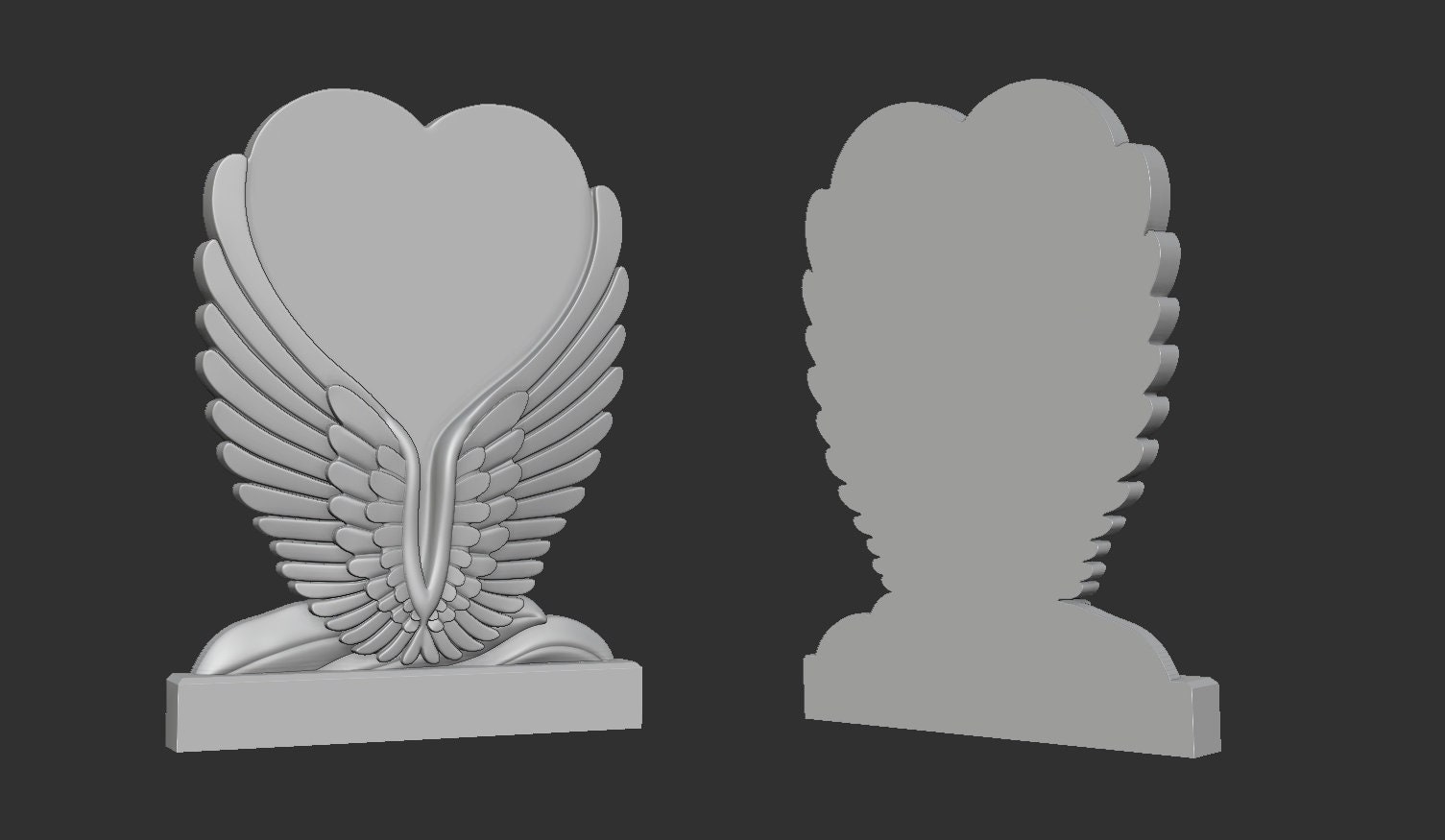Angel Wings and Heart Memorial 3d Stl Model Cnc and 3d Printer Files - Etsy