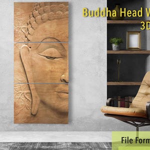 Buddha Head Wall Decor 3D STL Model for CNC Router and 3D Printer Digital File