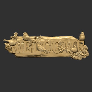 Welkomstbord met vogels 3D STL-model voor CNC-router