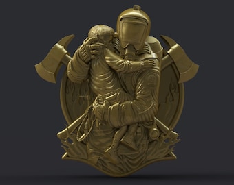 Fireman Rescuing Child 3D STL Model: CNC Router, 3D Printer Files