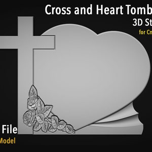 Cross and Heart Tombstone 3D STL-model voor digitaal bestand CNC-router en 3D-printer