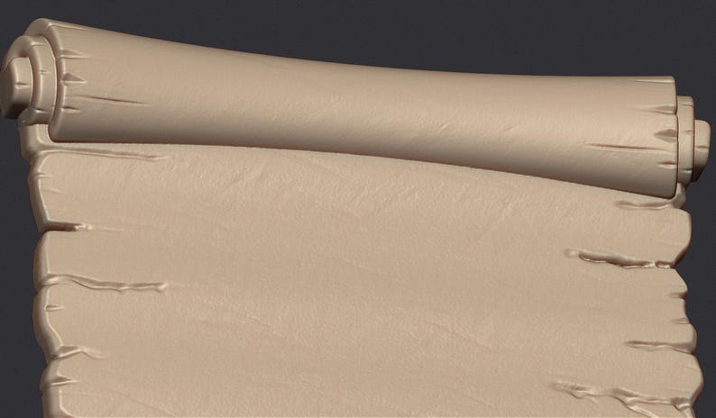 Ancient Parchment Scroll Relief - High-detail 3D Printable for CNC and ...