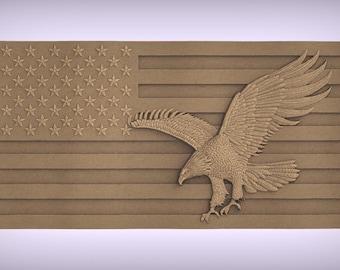 American Flag Eagle 3D STL Model | Patriotic CNC & 3D Print Relief