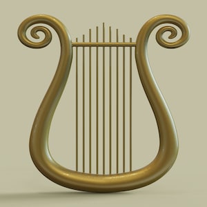 Golden Lyre-afdrukbaar 3D-STL-model voor digitaal bestand met cnc en 3D-printer