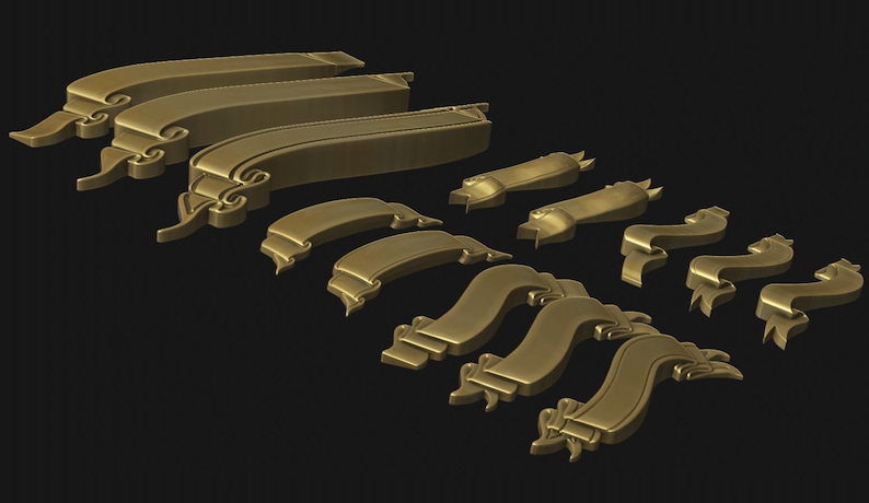 Ribbon Set 3D STL for CNC Router & 3D Printing | Wall Decor | Digital ...