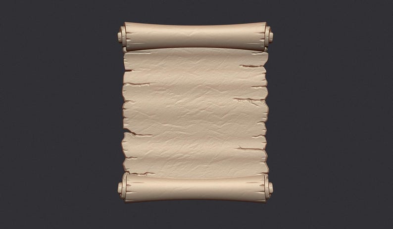 Ancient Parchment Scroll Relief - High-detail 3D Printable for CNC and ...