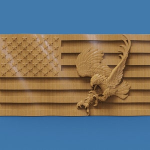 American Flag and Eagle 3D STL Model for CNC Router or 3D Printer Digital File