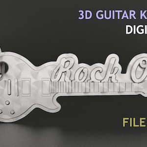 Guitar Keychain 3D STL Model for 3D printing or Cnc Milling  Digital File