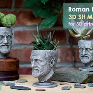 Vaso a forma di busto romano, file STL per stampa 3D, file digitale