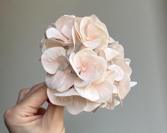 Wafer Paper Hydrangea in Beige Colour, Edible Wedding Cake Flowers, 3 branches
