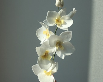 Orquídea de papel de oblea: decoración comestible blanca para tartas, adorno para tarta de bodas
