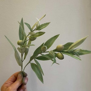 Wafer Paper Green Olives, 2 Olive Branches for Wedding Cake Decoration, Edible Cake Greenery