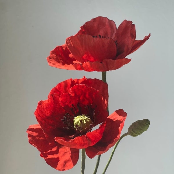 Fleur de gaufrettes, coquelicot rouge pour la décoration de gâteaux