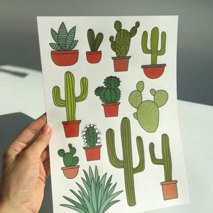 Mix of Colorful Wafer Cactuses, 12 pcs, Edible Cake Topper