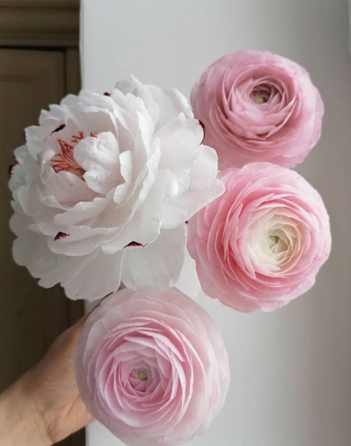 Wafer Paper Flower Pink Ranunculus for Cake decoration Etsy