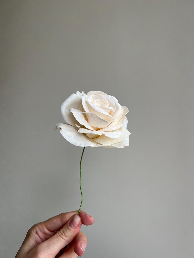 Ivory/Cream Wafer Paper Rose, Edible Cake Flower, Wedding Cake Decoration image 12