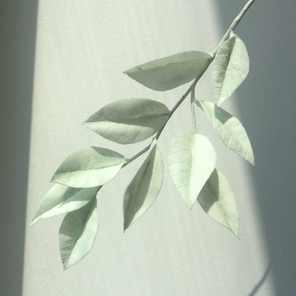 Pale Green Leaves, 1 branch of Wafer Paper pale green leaves for cake decoration