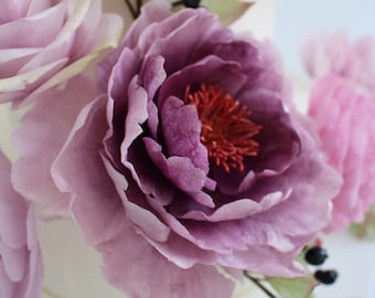 Wafer Paper Flower, Purple Peony for cake decoration