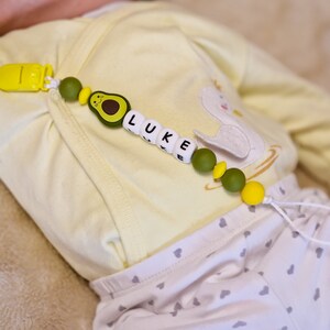 Avocado Pacifier Pacifier Clip With Name, Personalized Silicone Strap, Baby Avocado ...