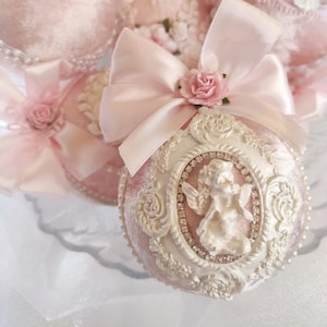 Rosa Weihnachtsverzierung, handgemachte einzigartige Weihnachtsschmuck-Set, Weihnachtsbaum-Dekor, rosa Weihnachtskugel, Samtverzierung, Weihnachtsgeschenk