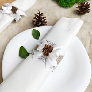 Rustic Napkin Rings with Natural Materials, Handmade Table Decor, Wedding or Christening, Farmhouse table decor, Rustic dinner decorations
