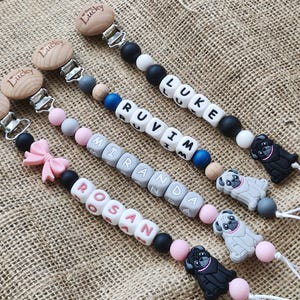 Pacifier clip personalized, silicone newborn accessories, silicone pacifier holder with name, dummy clip, baptism gift, baby shower gift