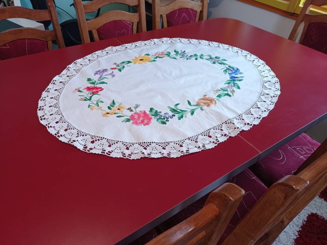 Hand Embroidery Table Decor Floral Table Decor Embroidery Etsy