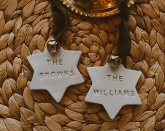 Personalised Star Clay Tree Decoration,  Christmas Decoration, Handmade Personalised Clay Tree Decoration, Boho Xmas Decor, Christmas Gift