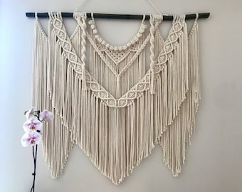 Large macrame wall hanging, Boho macrame mural, Fiber macrame curtain, Rustic macrame wedding backdrop, Modern tissage mural, Wall tapestry