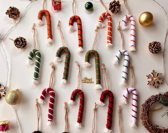 Christmas decorations, Christmas ornaments candy cane, Christmas gifts, Boho Decorations noel, Deco noel, Macrame Christmas tree decor