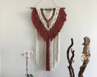 Boho macrame wall hanging, color bohemian wall decor for bedroom, living room