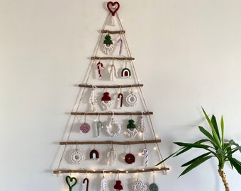 Albero di Natale moderno, decorazioni natalizie in legno, decorazioni murali Noel, Deco Noel, topper albero angelo, ornamenti natalizi Boho, decorazioni natalizie