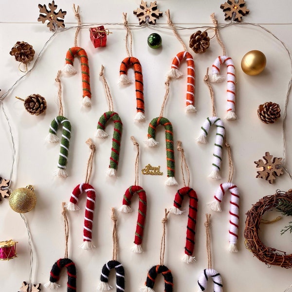 Christmas decorations, Christmas ornaments candy cane, Christmas gifts, Boho Decorations noel, Deco noel, Macrame Christmas tree decor
