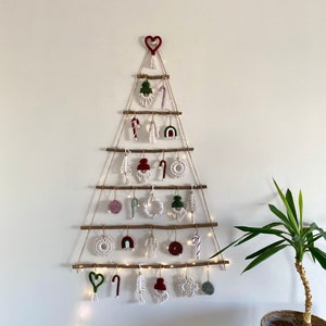 Modern Christmas tree, Wooden Christmas decor, Noel decoration murale, Deco Noel, Angel tree topper, Boho Christmas ornaments, Holiday decor image 1