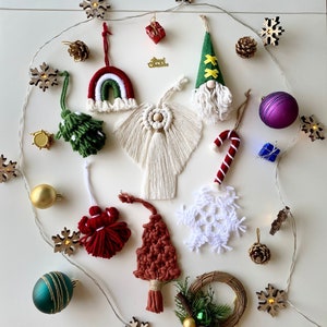 Macrame Christmas Ornaments Set, Christmas tree decorations, Decorations Noel, Christmas gifts, Holiday ornaments, Cadeau Noel, Deco Noel