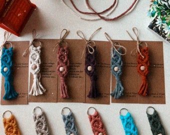 Custom macrame keychain Personalized key chain Bag charm Bridesmaid gift Boho wedding gift Engagement gifts Wedding favors Baby shower gift