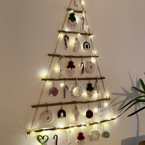 Modern Christmas tree, Wooden Christmas decor, Noel decoration murale, Deco Noel, Angel tree topper, Boho Christmas ornaments, Holiday decor image 4