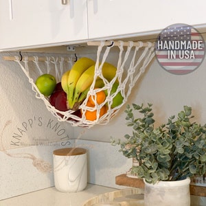 Fruit Hammock Under Cabinet Hanging Fruit Basket Obstkorb Hängend Macrame  Fruit Hanger Fruit Bowl Produce Storage, Woven Onion Basket 