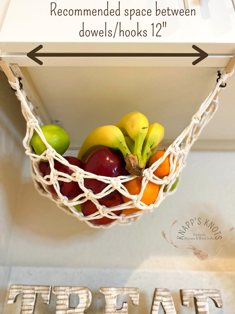 Hamac fruits et légumes, rangement suspendu pour produits en macramé, hamac bohème fait main image 7