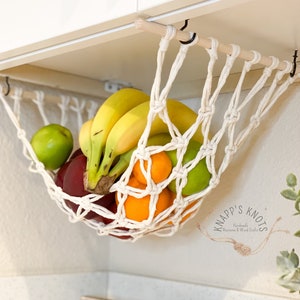 Fruit Veggie Hammock, Macrame Hanging Produce Storage,Boho Handmade Hammock image 10