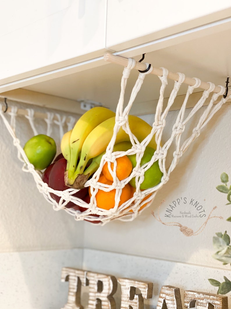 Fruit Veggie Hammock, Macrame Hanging Produce Storage,Boho Handmade Hammock image 10